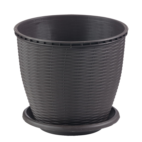 Ghiveci ratan wenge cu farfurie 16L