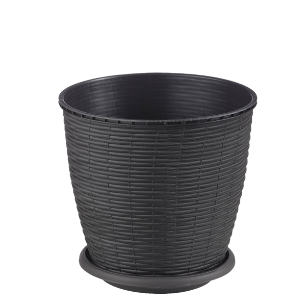 Ghiveci ratan wenge cu farfurie 6L
