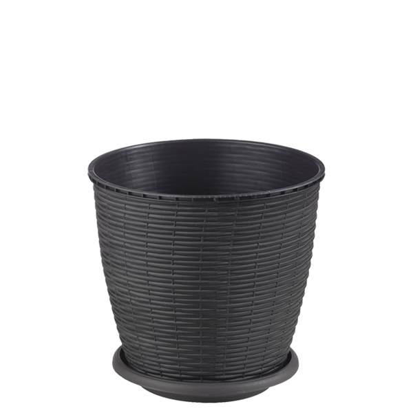 Ghiveci ratan wenge cu farfurie 2.75L